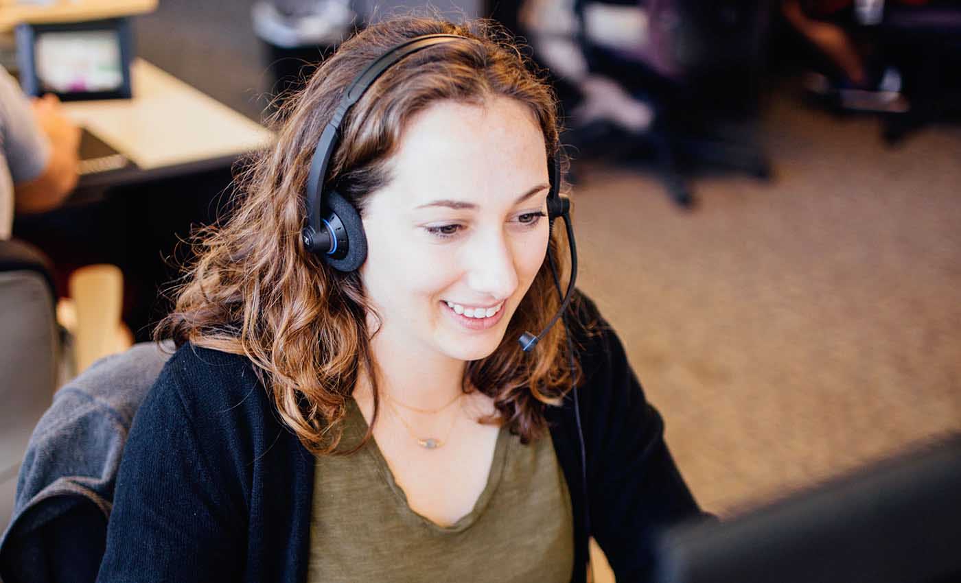 Customer support agent at work