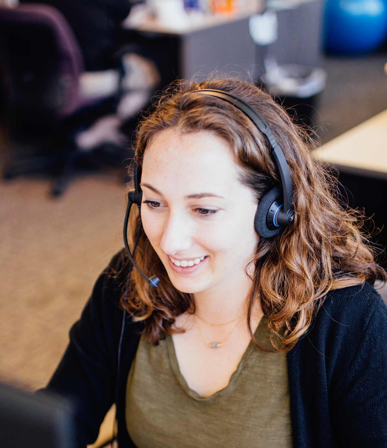 Customer support agent at work